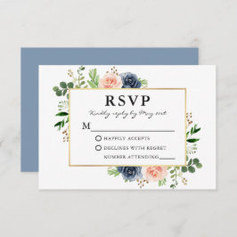 Dusty Blue Pink Rose Grüne Hochzeit RSVP Karte