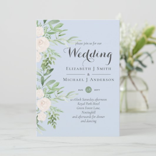 Dusty Blue Pink Sage Blumenzettel (Stehend Vorderseite)