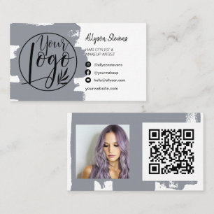 Dusty Blue Pinsel Haar Make Foto Logo qr Visitenkarte
