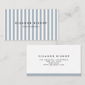 Dusty Blue Pinstripes Muster Modern Visitenkarte (Vorne/Hinten)