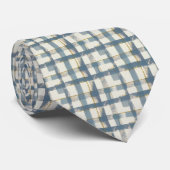 Dusty Blue Plaid Pattern Necktie Tie Krawatte (Gerollt)