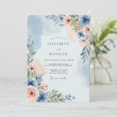 Dusty Blue Poetic Spring Wedding Einladung (Stehend Vorderseite)