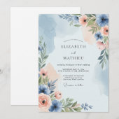 Dusty Blue Poetic Spring Wedding Einladung (Vorne/Hinten)