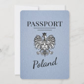 Dusty Blue Poland Passport Hochzeitseinladung Einladung (Rückseite)
