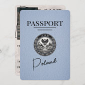 Dusty Blue Poland Passport Save the Date (Vorne/Hinten)