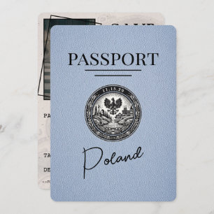 Dusty Blue Poland Passport Save the Date