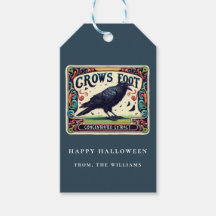 Dusty Blue Pop Halloween Black Crow-Geschenkmarke