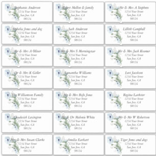 Dusty Blue Poppies Guest Name Address Labels