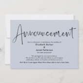 Dusty Blue Postponed Wedding Announcement Card Einladung (Vorderseite)