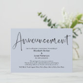 Dusty Blue Postponed Wedding Announcement Card Einladung (Stehend Vorderseite)