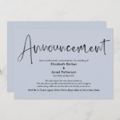 Dusty Blue Postponed Wedding Announcement Card Einladung (Vorne/Hinten)