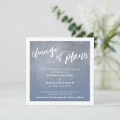 Dusty Blue Postponed Wedding Change of Plans Card Einladung (Stehend Vorderseite)