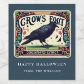 Dusty Blue Potion Halloween Black Crow Wine Label Weinetikett (Einzelnes Label)