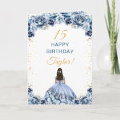 Dusty Blue Princess Floral Happy Birthday Karte (Vorderseite)