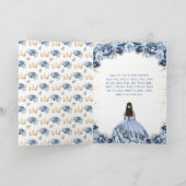 Dusty Blue Princess Floral Happy Birthday Karte (Innenseite)