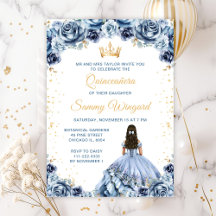 Dusty Blue Princess Floral Quinceañera