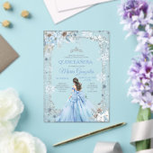 Dusty Blue Princess Floral Winter Snow Quinceañera Acryleinladungen (In Situ (Hochzeit))