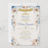 Dusty Blue Princess Mis Quince Birthday Einladung (Vorderseite)