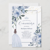 Dusty Blue Princess Quinceañera Einladung (Vorderseite)