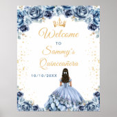 Dusty Blue Princess Quinceañera Willkommen Poster (Vorne)