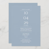 Dusty Blue Probe Dinner Einladung (Vorne/Hinten)