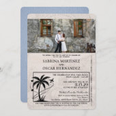Dusty Blue Puerta Vallarta Passport Wedding Einladung (Vorne/Hinten)
