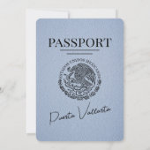 Dusty Blue Puerta Vallarta Passport Wedding Einladung (Rückseite)