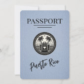 Dusty Blue Puerto Rico Passport Save The Date (Vorderseite)