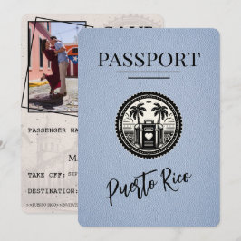 Dusty Blue Puerto Rico Passport Save The Date