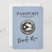 Dusty Blue Puerto Rico Passport Wedding Einladung (Rückseite)