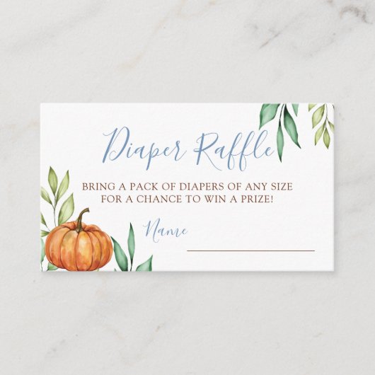 Dusty Blue Pumpkin Baby Duwer Diaper Raffle Begleitkarte (Vorderseite)