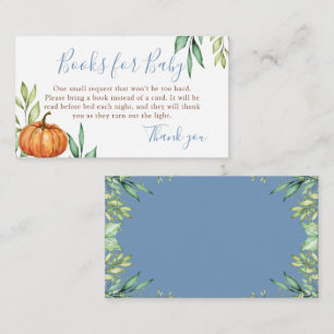 Dusty Blue Pumpkin Baby Shower Books für Baby Begleitkarte