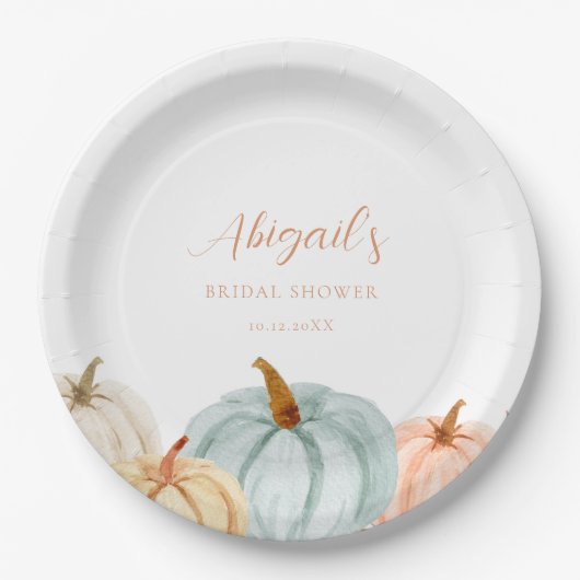 Dusty Blue Pumpkin Brautparty Pappteller (Vorderseite)