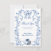 Dusty Blue Pumpkin Fall Floral Boy Baby Dusche Dankeskarte (Vorderseite)