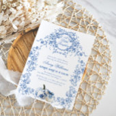 Dusty Blue Pumpkin Fall Floral Boy Baby Dusche Einladung