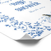 Dusty Blue Pumpkin Fall Floral Boy Baby Dusche Poster (Ecke)