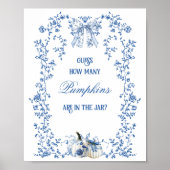 Dusty Blue Pumpkin Floral Baby Shooting Guess Game Poster (Vorne)