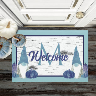 Dusty Blue Pumpkin Gnomes Aspen Rustic Fußmatte