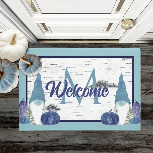 Dusty Blue Pumpkin Gnomes Aspen Rustic Fußmatte