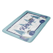 Dusty Blue Pumpkin Gnomes Aspen Rustikale Badezimm Badematte (Schrägansicht)