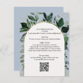 Dusty Blue QR-Code Botanik Hochzeitsinformationen Begleitkarte (Vorne/Hinten)