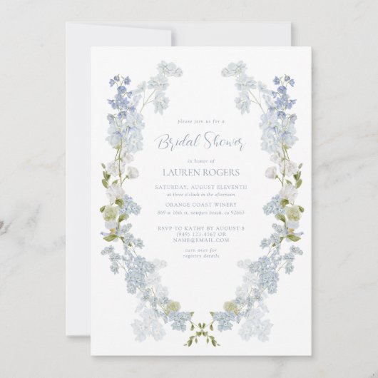 Dusty Blue QR Code Brautparty Einladung (Vorderseite)