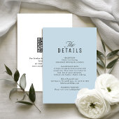 Dusty Blue QR Code Classy Wedding Details Mitteilungskarte