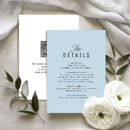 Dusty Blue QR Code Classy Wedding Details Mitteilungskarte