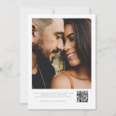 Dusty Blue QR Code Foto B&W Wedding Einladung (Rückseite)