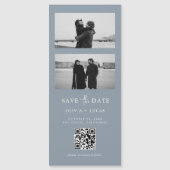 Dusty Blue QR Code Foto Strip Magnetic Wedding Magnetkarte (Vorderseite)