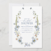 Dusty Blue QR Code Garten Vintages Brautparty Einladung (Vorderseite)