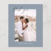 Dusty Blue QR Code Hochzeit Danke Foto Card (Vorderseite)