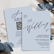 Dusty Blue QR Code in einer eleganten Hochzeit