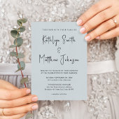 Dusty Blue QR Code in einer modernen Hochzeit Einladung